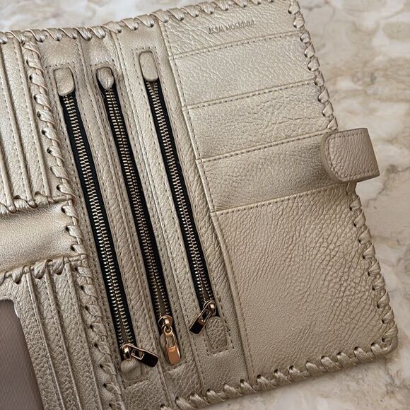 Madison West Travel Collection Large Passport Wallet - Laser Cut Rose Gold - Picture 11 of 13